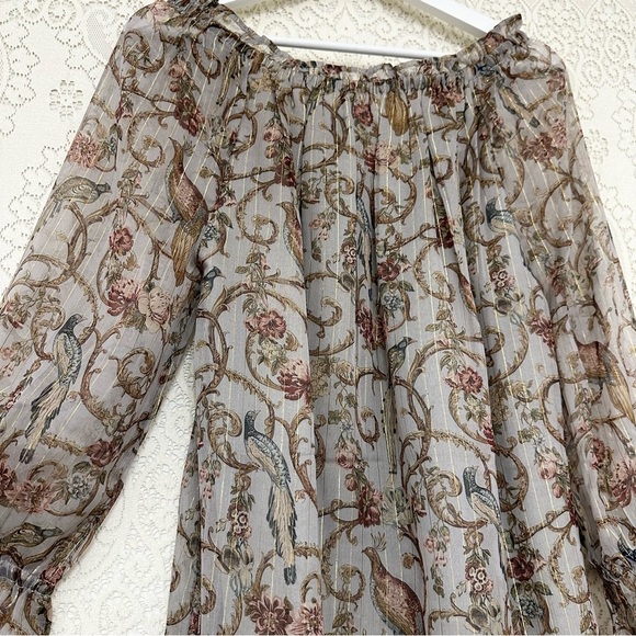 Soft Surroundings Aitana Peasant Boho Tunic Top Sage Print - Picture 2 of 10